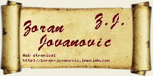 Zoran Jovanović vizit kartica